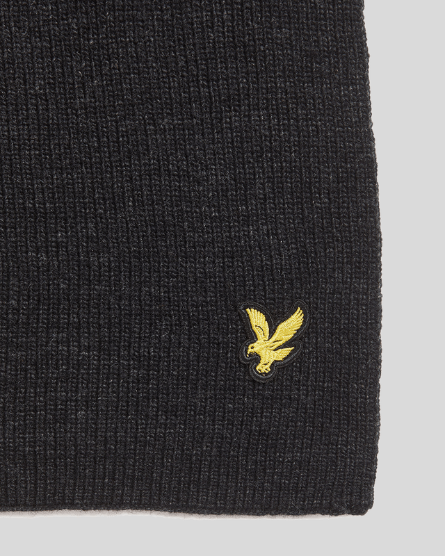 Lyle & Scott Lambswool Blend Ribbed Scarf | Jet Black Marl