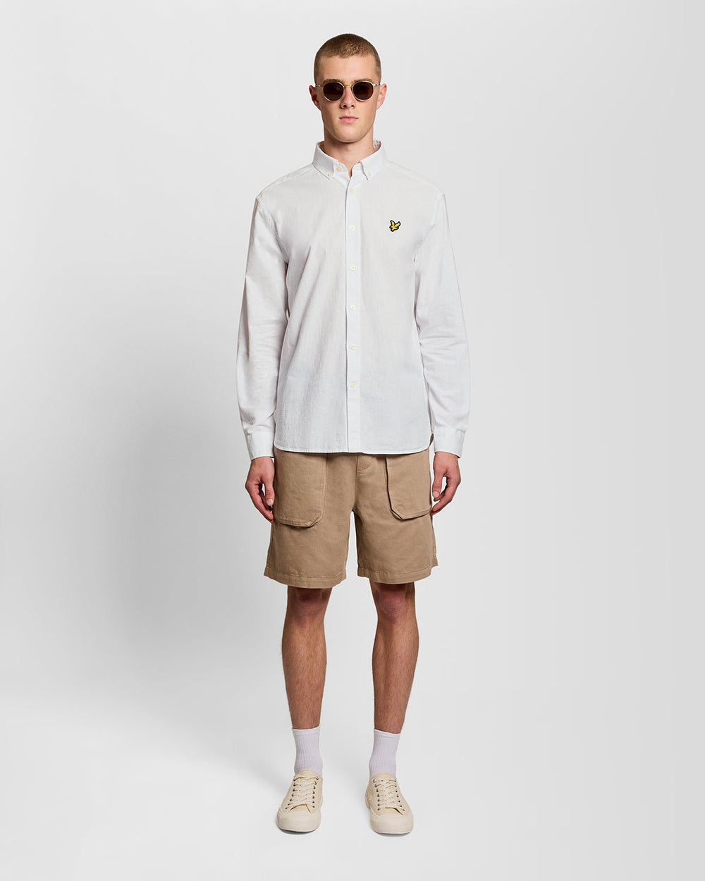 Lyle & Scott Mens Linen Blend Oxford Shirt | White