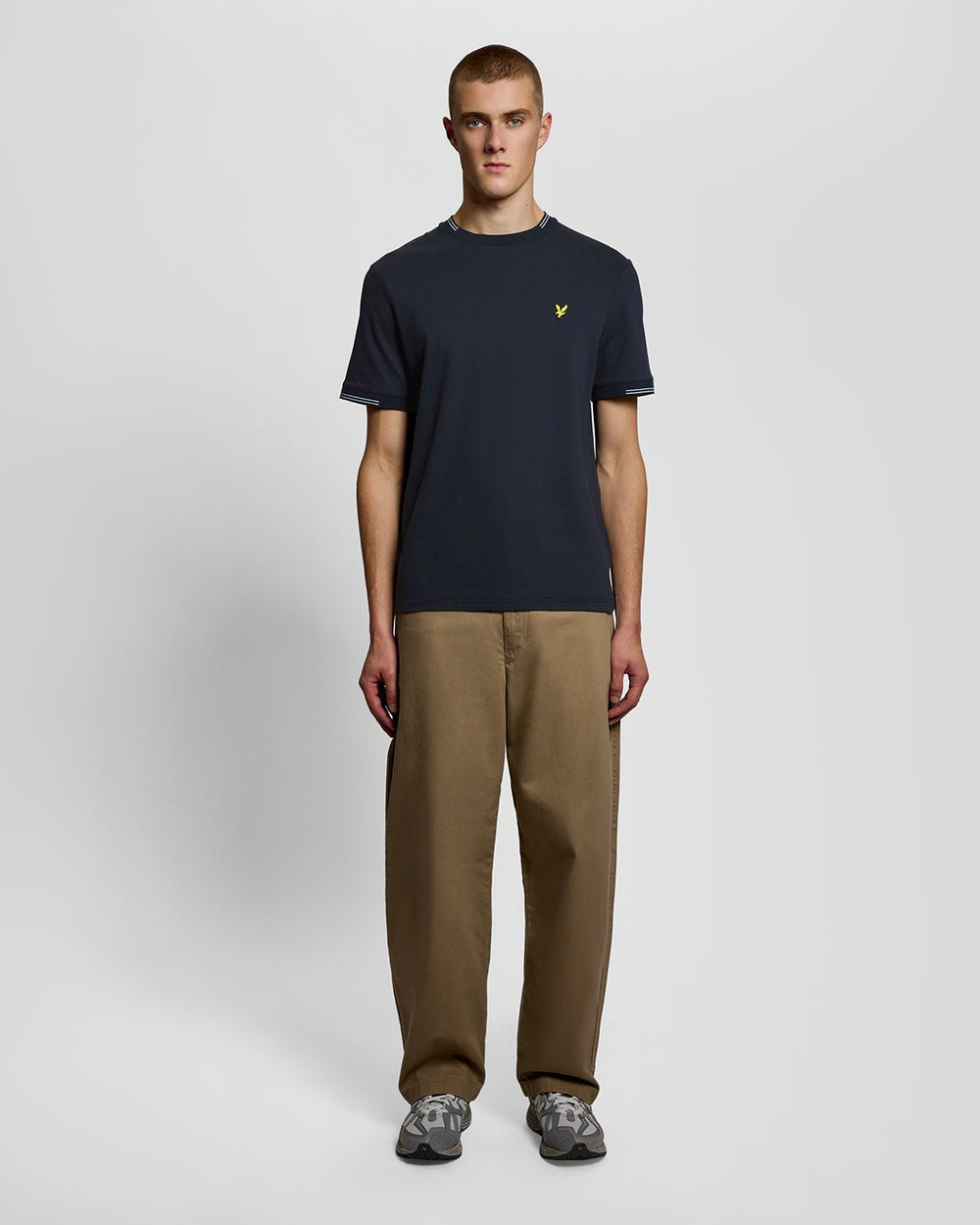 Lyle & Scott Mens Fine Tipped T-Shirt | Dark Navy Blue Chalk