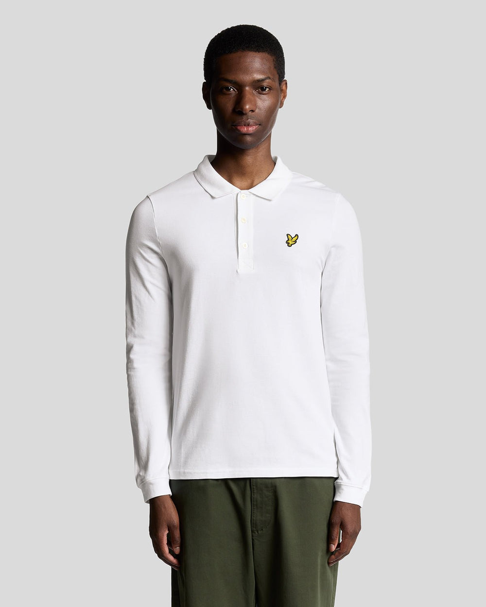 Lyle & Scott Mens Long Sleeve Cotton Polo Shirt | White