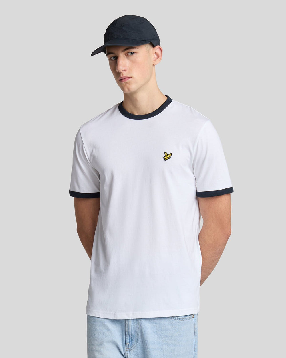 Lyle & Scott Mens Ringer T-Shirt | White Dark Navy
