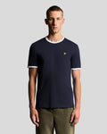Lyle & Scott Mens Ringer T-Shirt | Dark Navy White