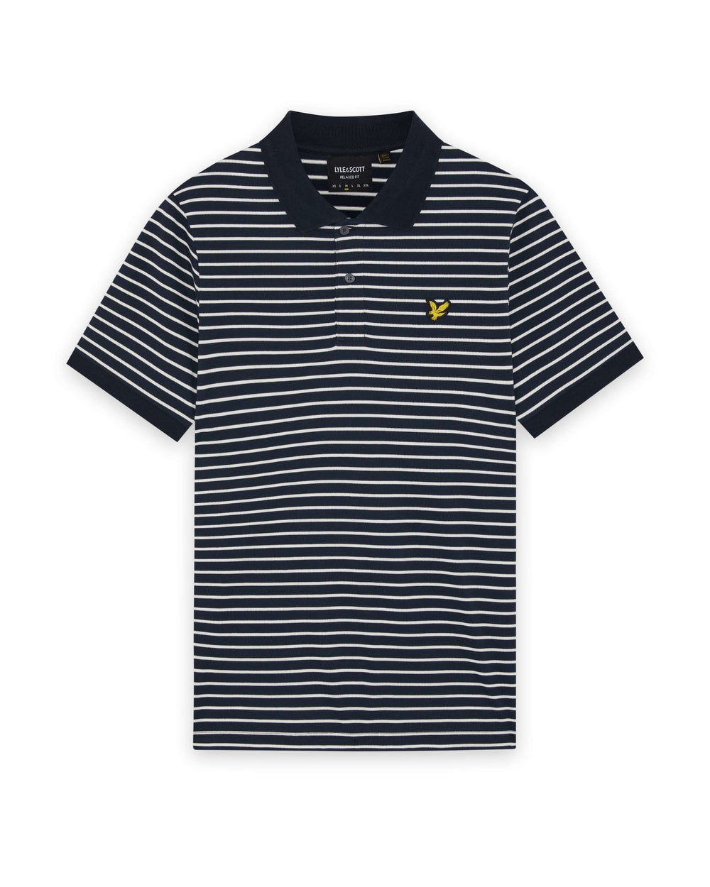 Lyle & Scott Mens Pique Breton Polo Shirt | Dark Navy White
