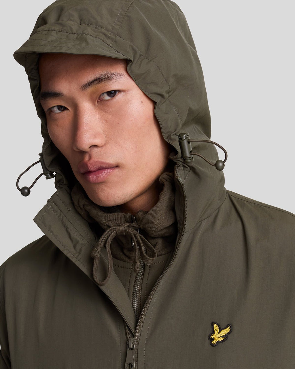 Lyle & Scott Mens Water Resistant Hooded Jacket | Olive