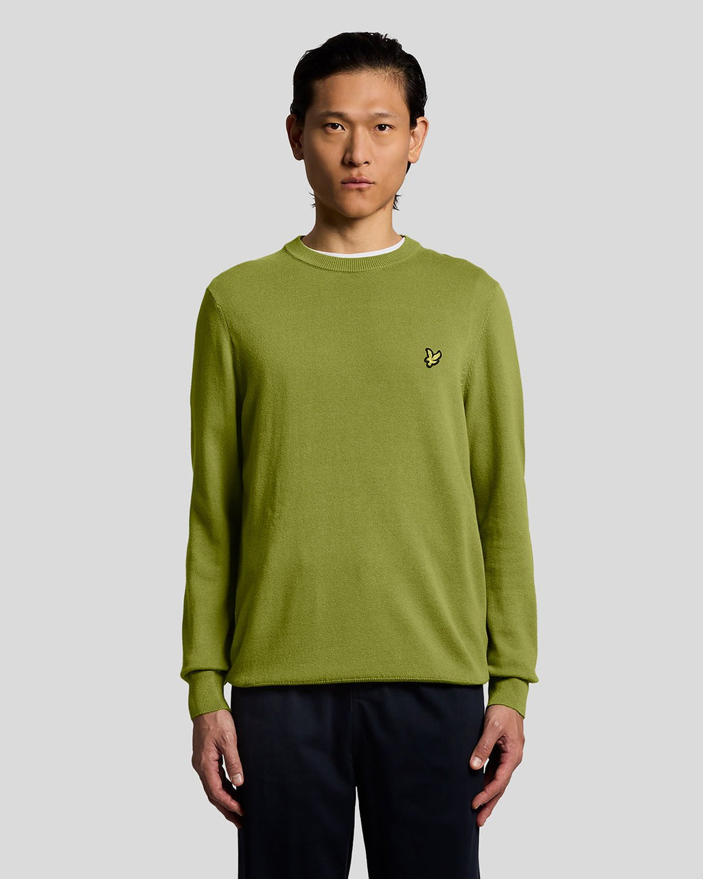 Lyle & Scott Mens Cotton Crew Neck Jumper | Shrub Green