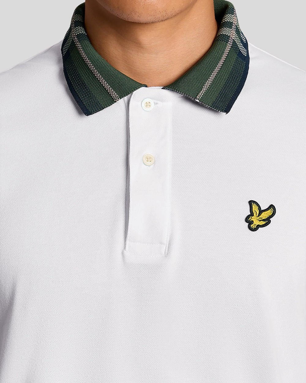 Lyle & Scott Mens Tartan Collar Polo Shirt | White