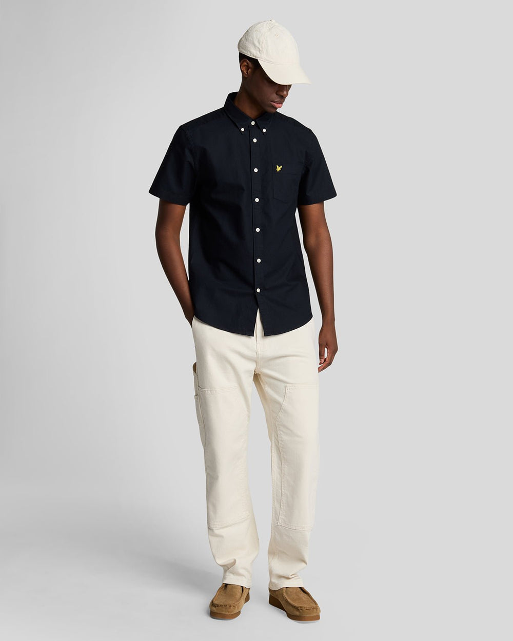 Lyle & Scott Mens Short Sleeve Oxford Shirt | Dark Navy