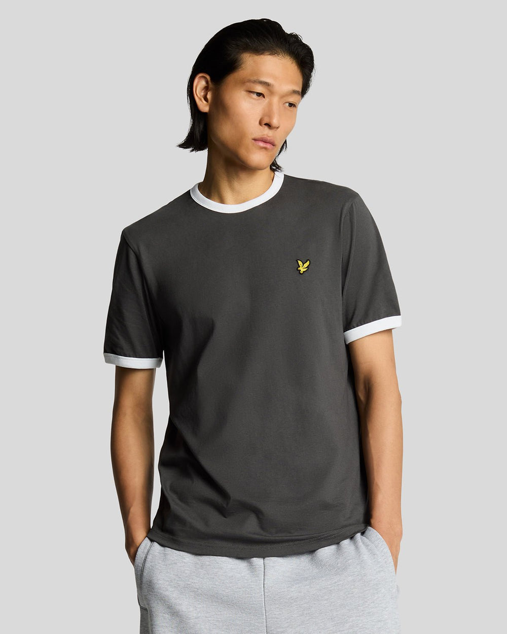 Lyle & Scott Mens Ringer T-Shirt | Gunmetal White