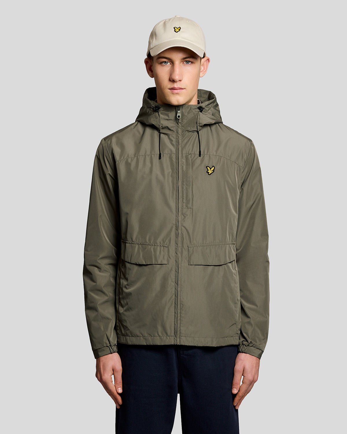 Lyle & Scott Mens Lightweight Hooded Jacket | Khaki Ash