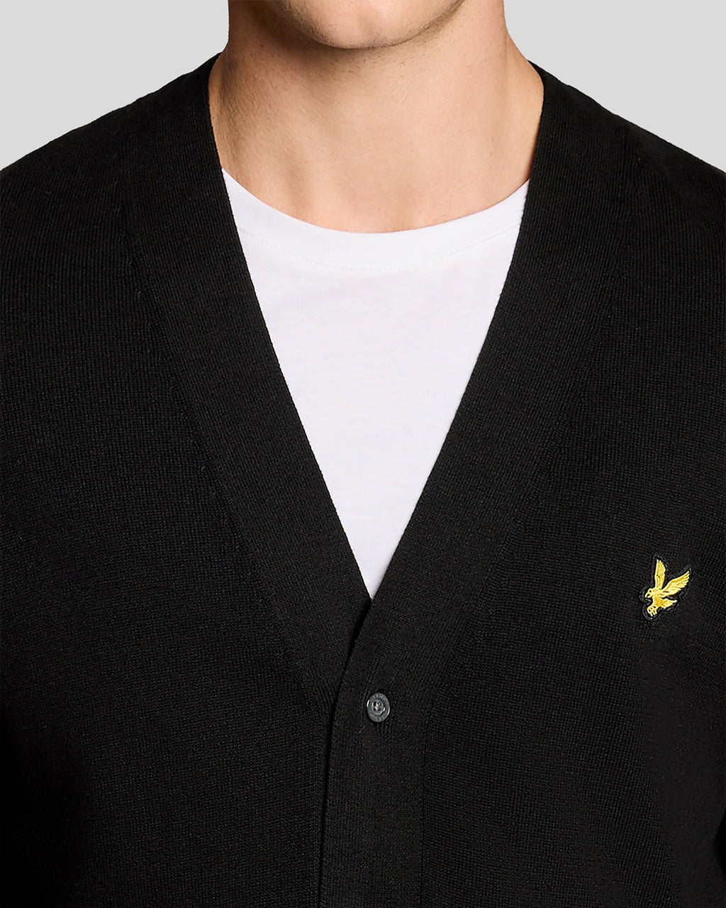 Lyle & Scott Mens Cotton V-Neck Cardigan | Jet Black