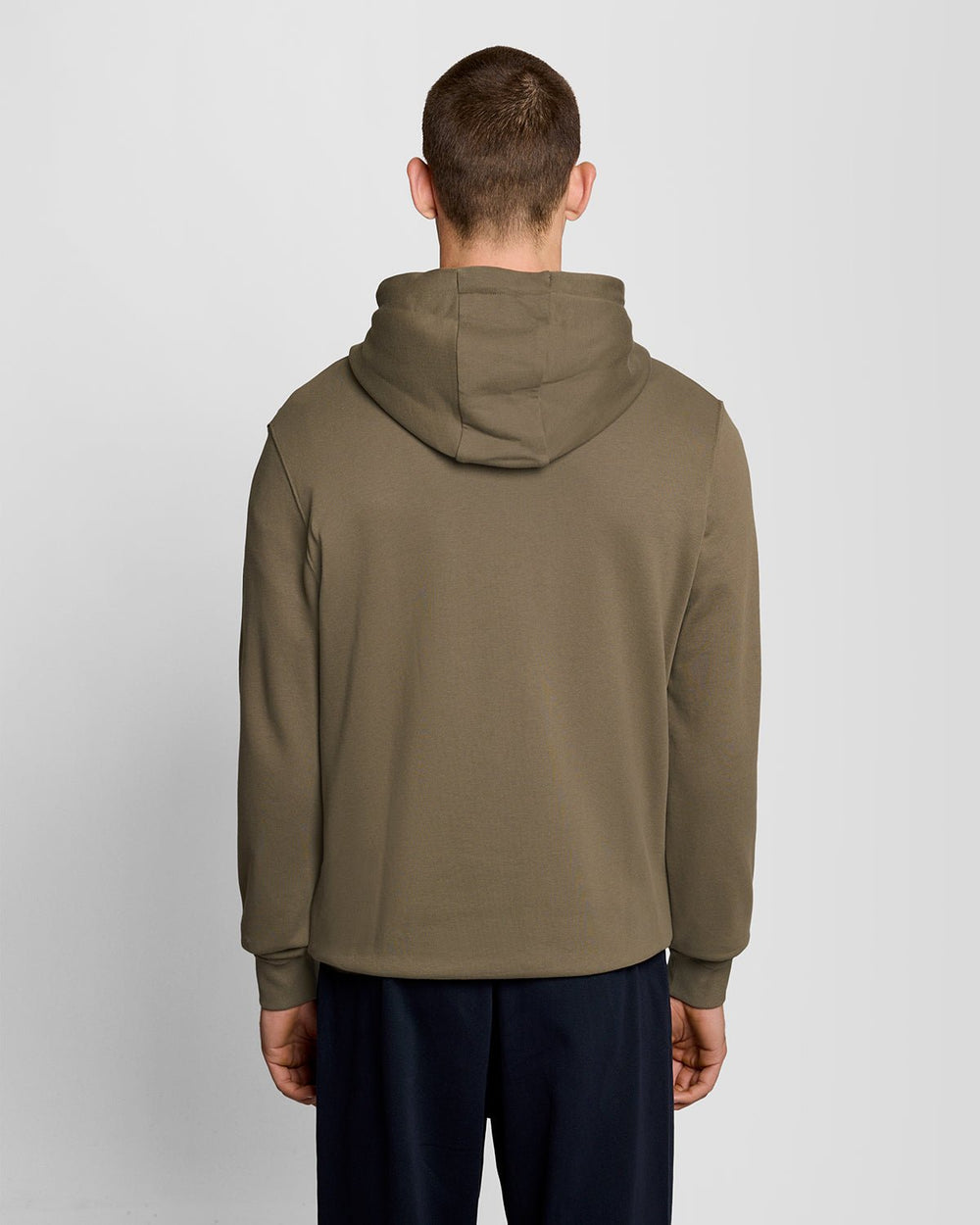 Lyle & Scott Mens Loopback Cotton Full Zip Hoodie | Khaki Ash