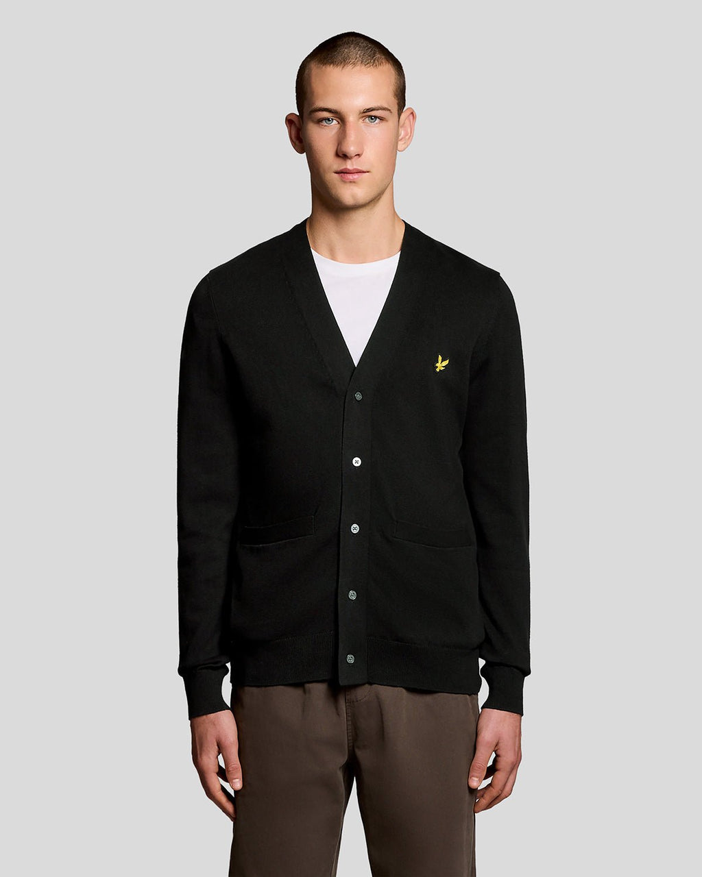 Lyle & Scott Mens Cotton V-Neck Cardigan | Jet Black