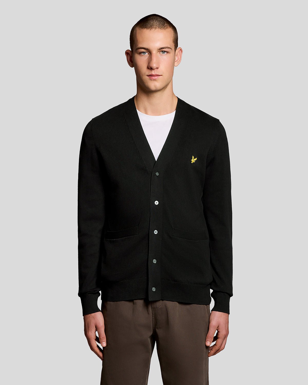 Lyle & Scott Mens Cotton V-Neck Cardigan | Jet Black