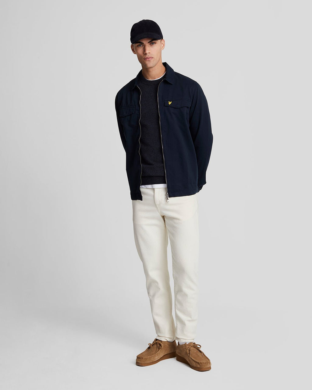 Lyle & Scott Mens Lambswool Blend Crew Neck Jumper | Dark Navy Marl