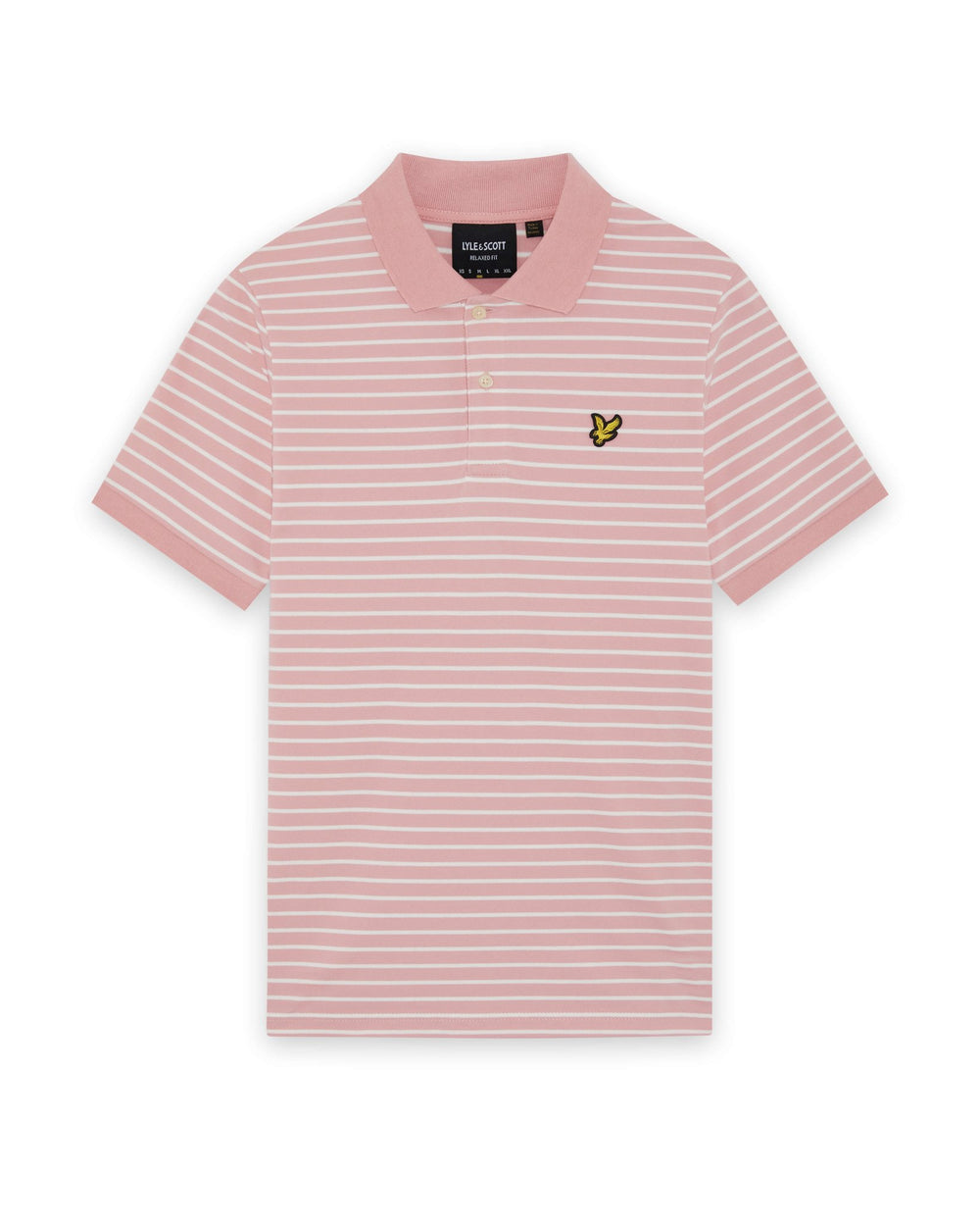 Lyle & Scott Mens Pique Breton Polo Shirt | Pink Grapefruit White
