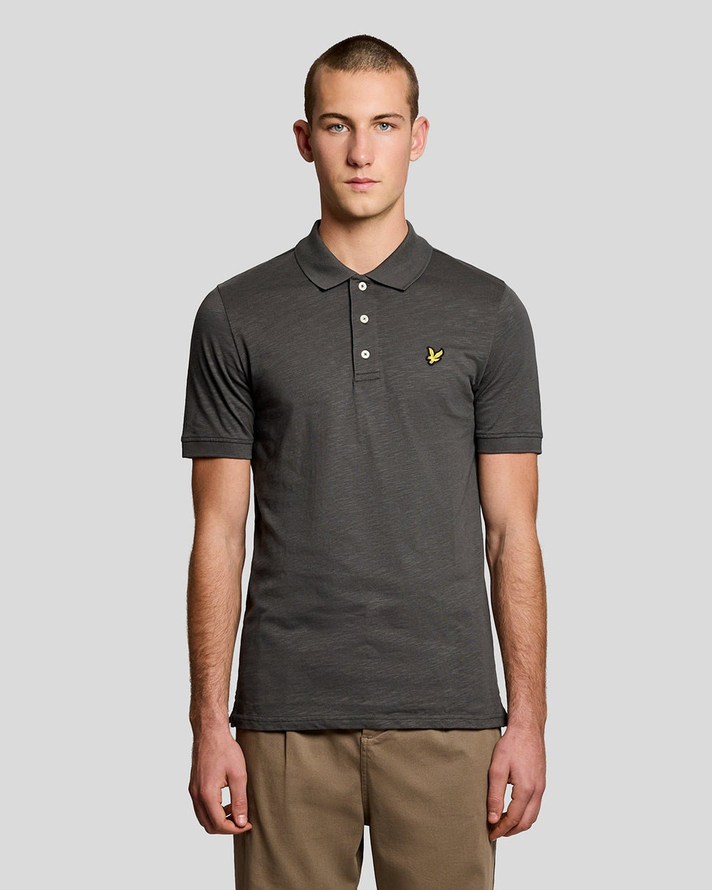 Lyle & Scott Mens Fine Cotton Slub Polo Shirt | Gunmetal