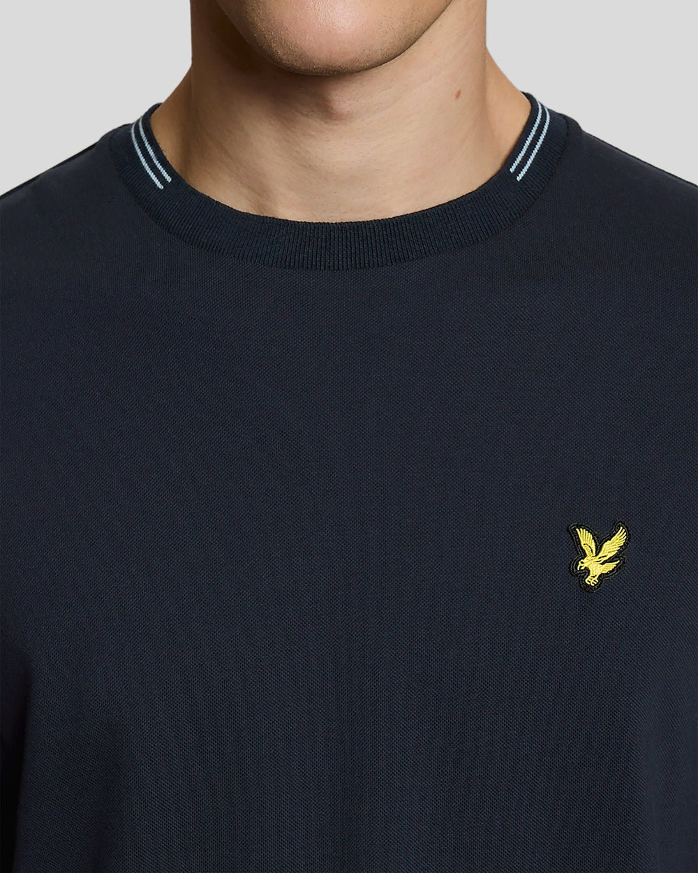 Lyle & Scott Mens Fine Tipped T-Shirt | Dark Navy Blue Chalk