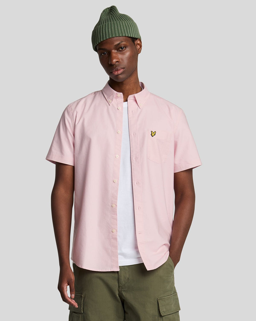Lyle & Scott Mens Short Sleeve Oxford Shirt | Light Pink