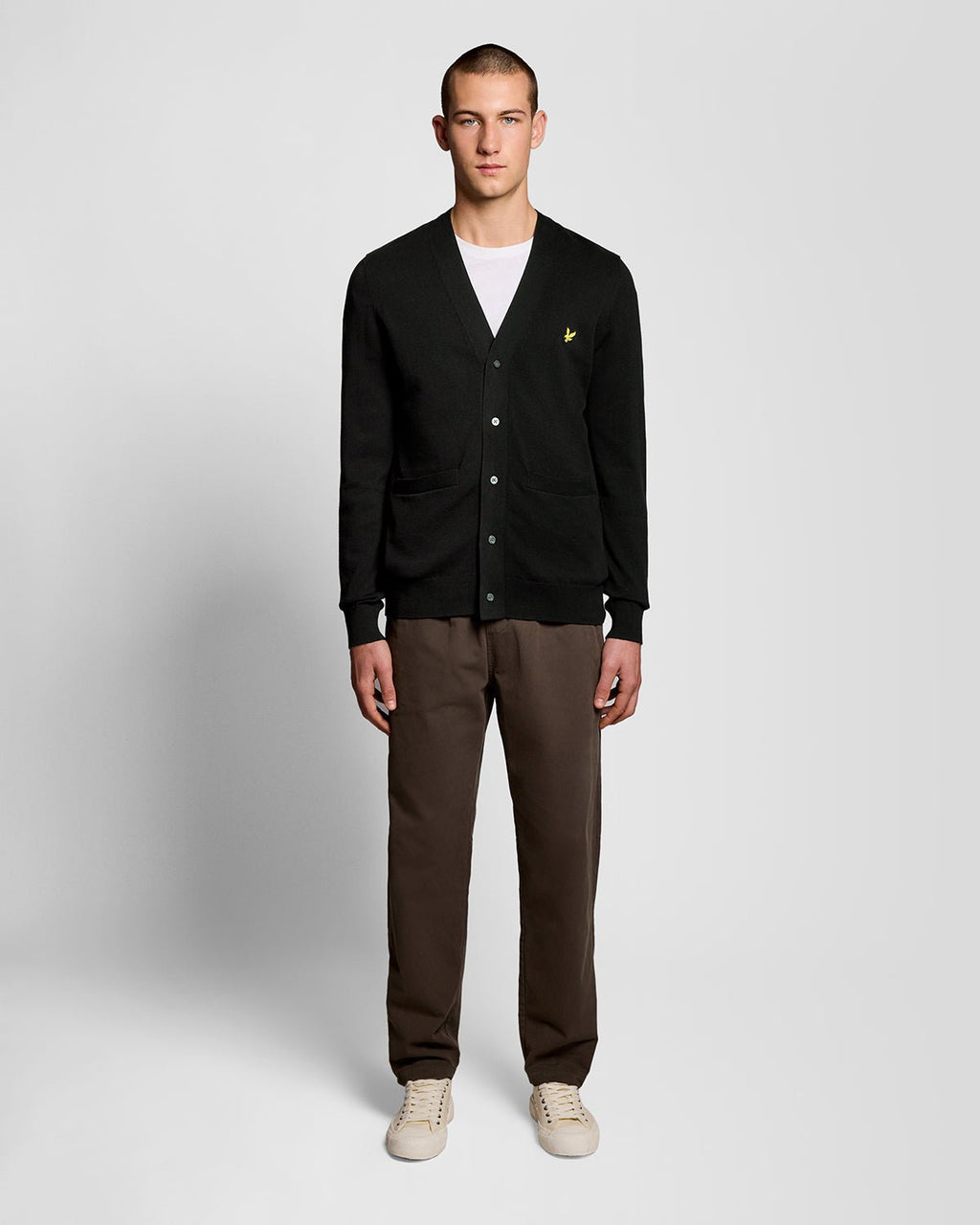 Lyle & Scott Mens Cotton V-Neck Cardigan | Jet Black