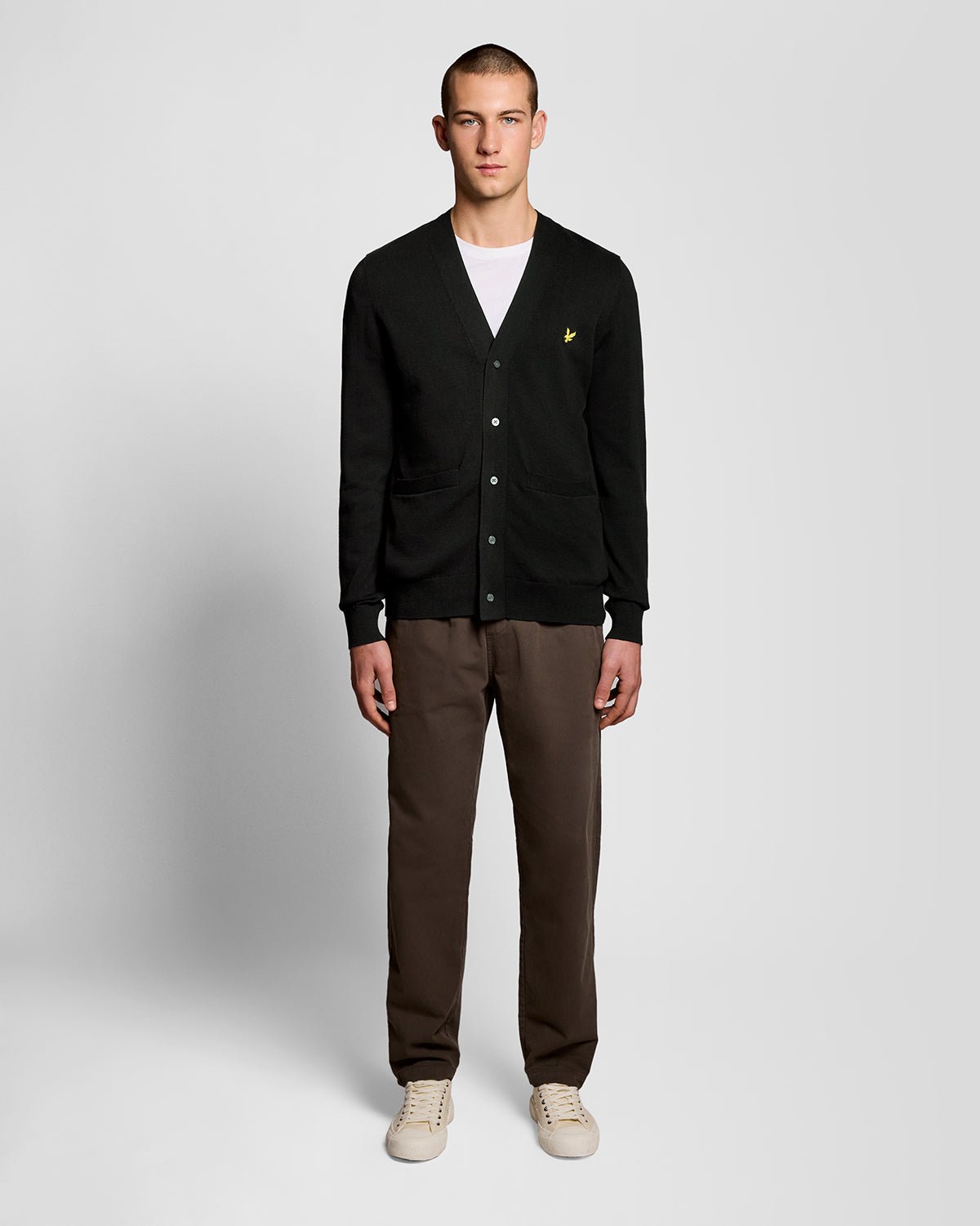 Lyle & Scott Mens Cotton V-Neck Cardigan | Jet Black
