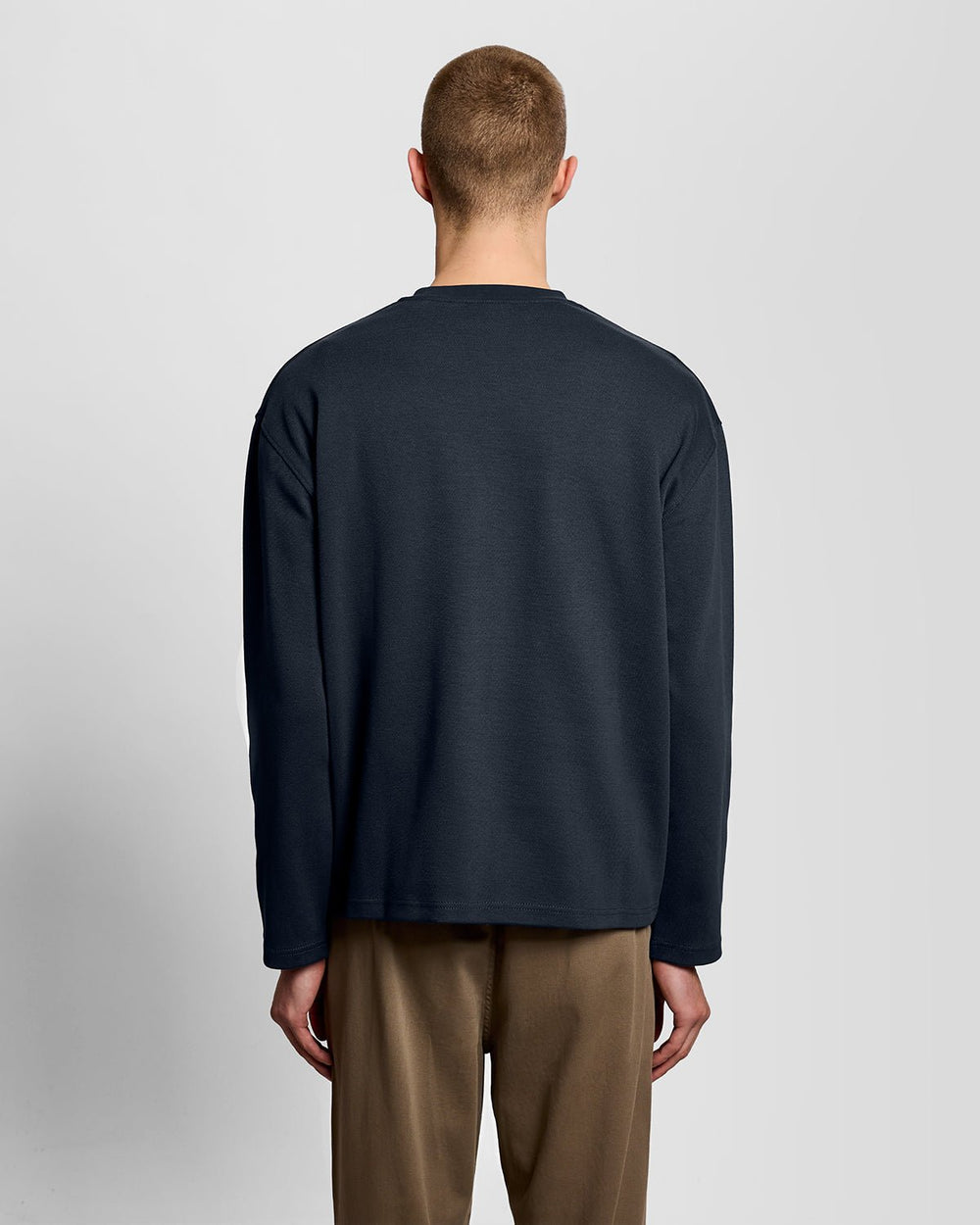 Lyle & Scott Mens Raised Jacquard Crew Neck Sweatshirt | Dark Navy