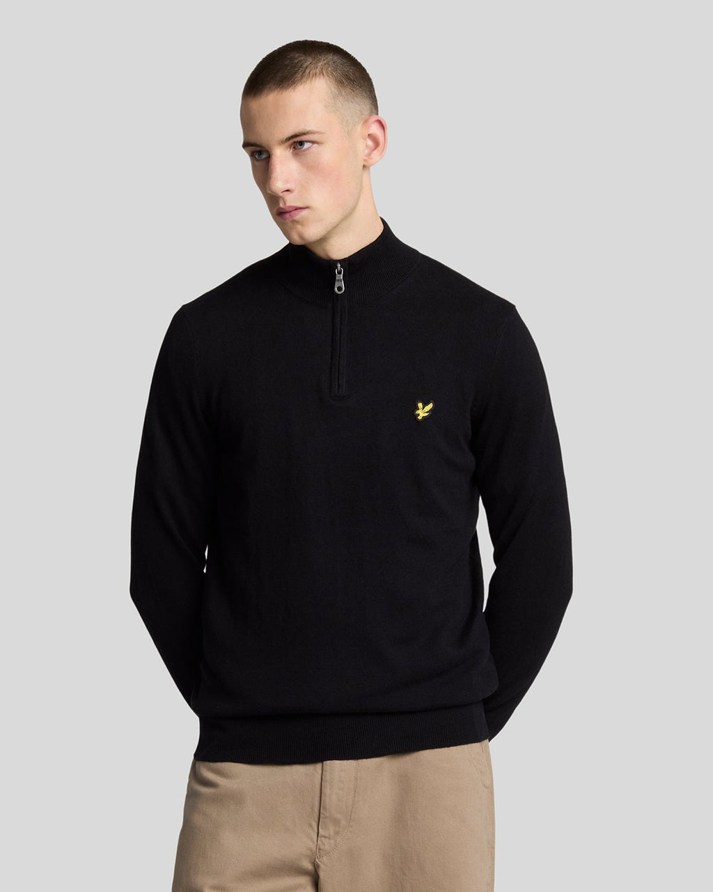 Lyle & Scott Mens Cotton Merino 1/4 Zip Jumper | Jet Black