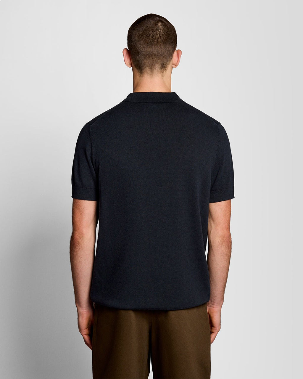 Lyle & Scott Mens Cotton Knitted Polo Shirt | Dark Navy