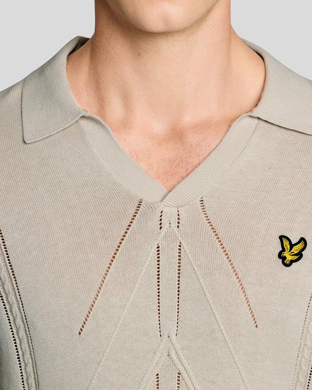 Lyle & Scott Mens Open Collar Argyle Knitted Polo Shirt | Cove