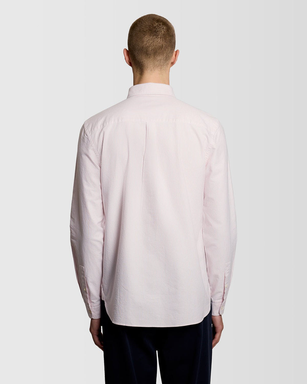 Lyle & Scott Mens Cotton Stripe Oxford Shirt | Pink Grapefruit