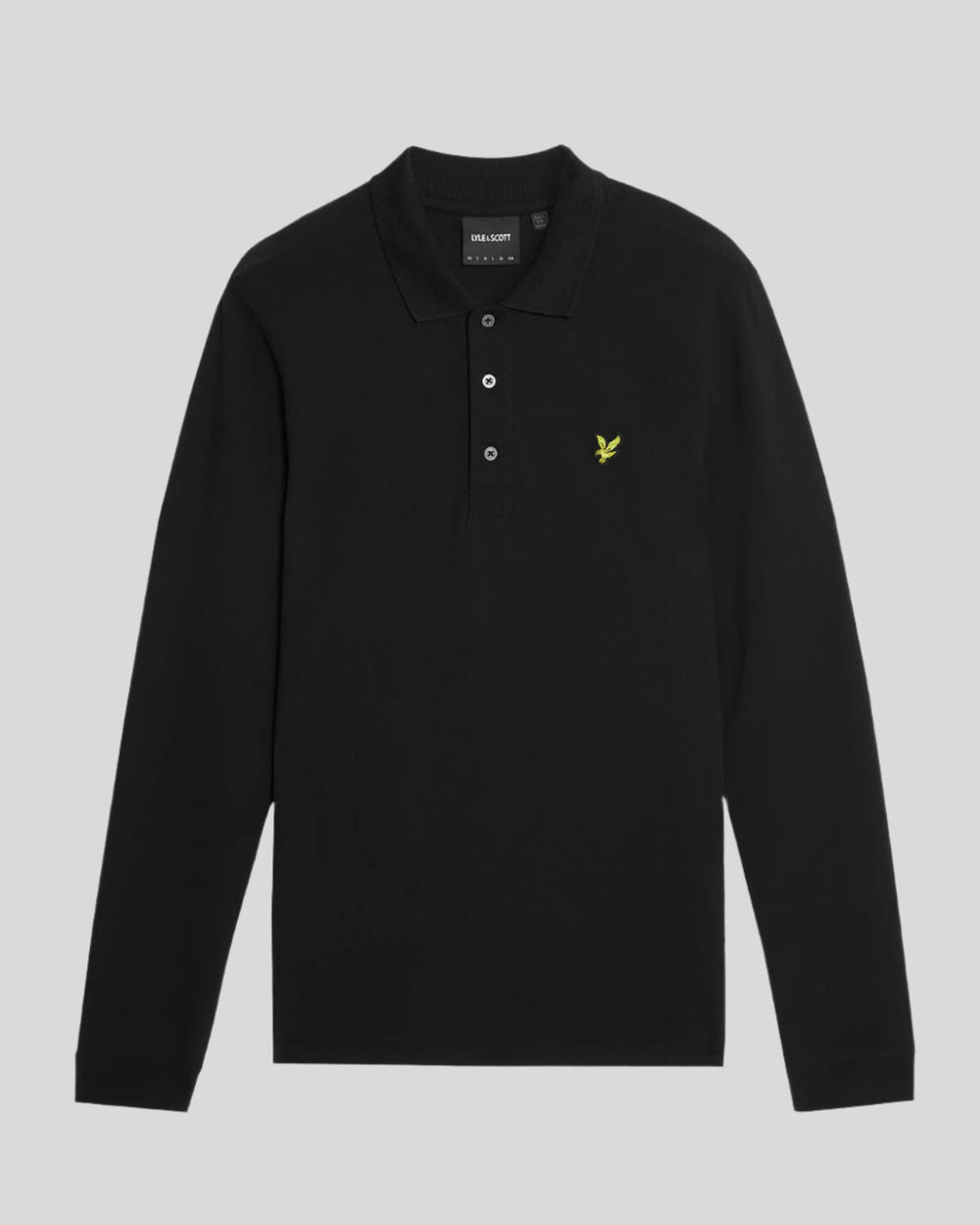Lyle & Scott Mens Long Sleeve Cotton Polo Shirt | Jet Black