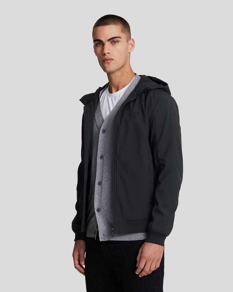 Lyle & Scott Mens Water Resistant Stretch Shell Jacket | Jet Black