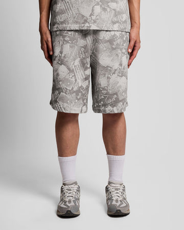 Lyle & Scott Mens Industrial Graphic Sweat Shorts | Cold Grey