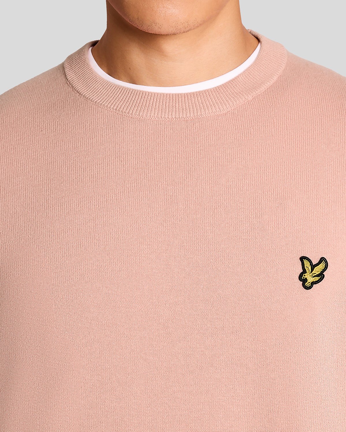 Lyle & Scott Mens Cotton Crew Neck Jumper | Pink Grapefruit
