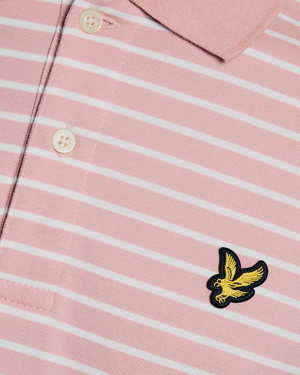 Lyle & Scott Mens Pique Breton Polo Shirt | Pink Grapefruit White