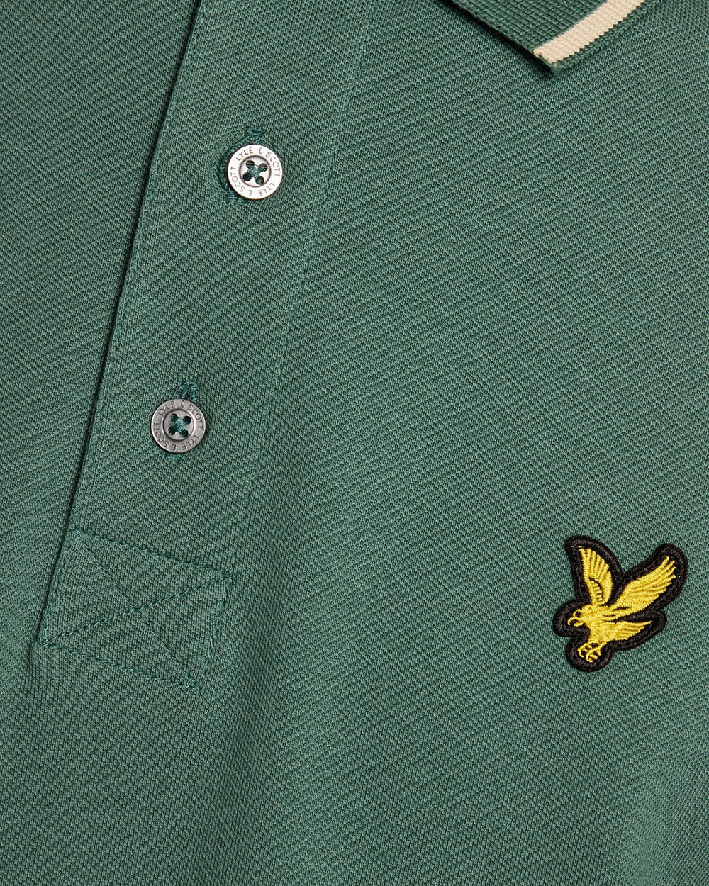 Lyle & Scott Mens Tipped Polo Shirt | Everglade Wheat