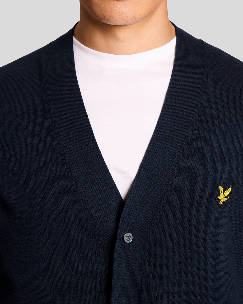 Lyle & Scott Mens Cotton V-Neck Cardigan | Dark Navy
