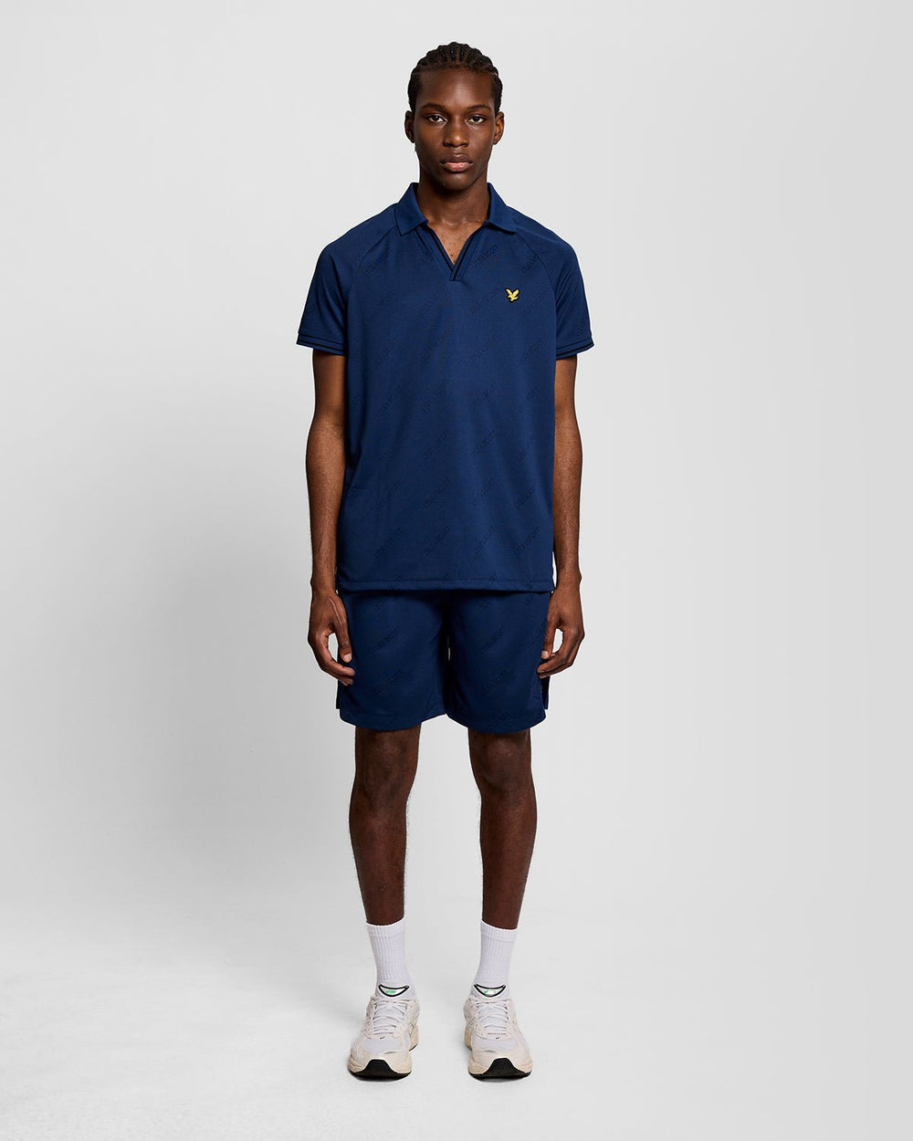 Lyle & Scott Mens Sports Embossed Football Polo Shirt | Navy Peony