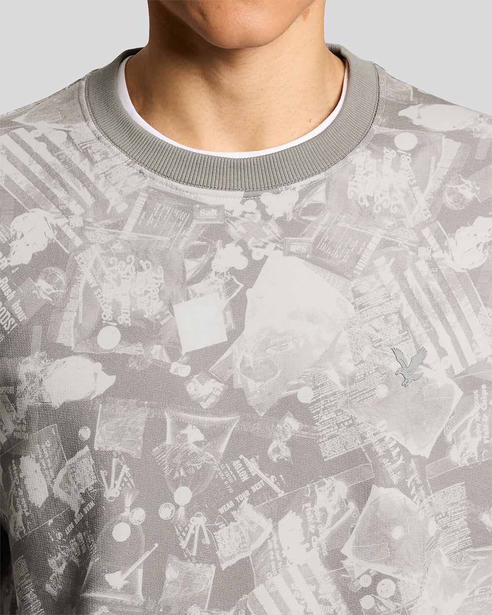 Lyle & Scott Mens Industrial Graphic Sweatshirt | Cold Grey