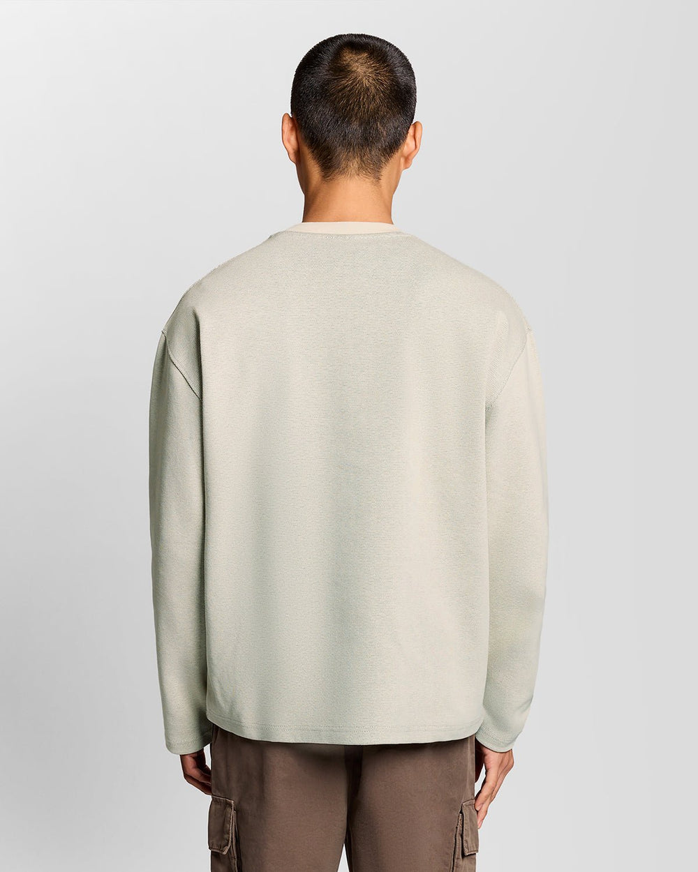 Lyle & Scott Mens Raised Jacquard Crew Neck Sweatshirt | Putty