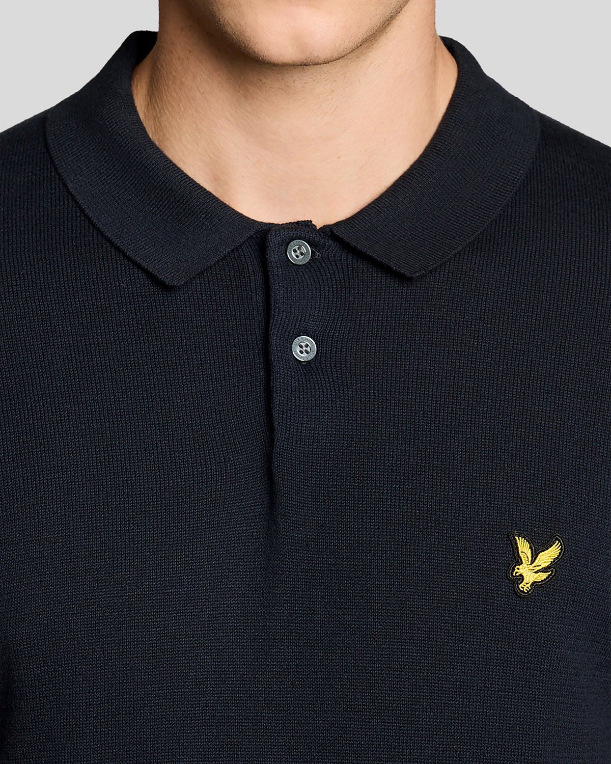 Lyle & Scott Mens Cotton Knitted Polo Shirt | Dark Navy