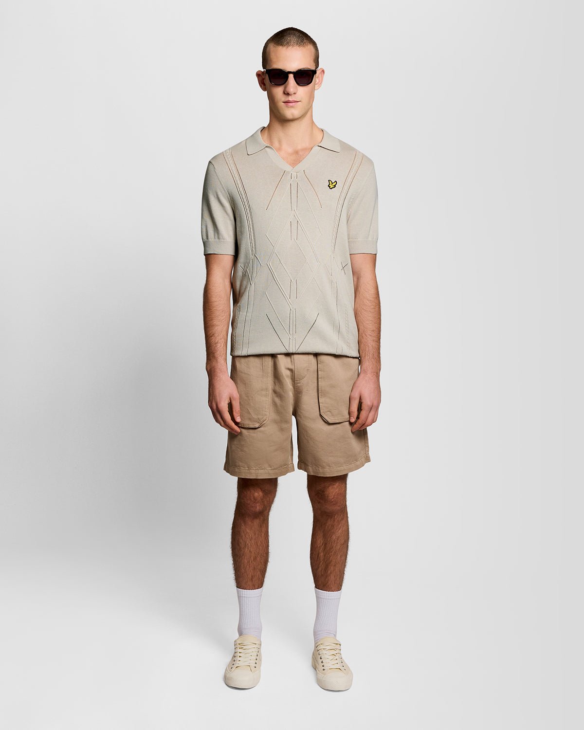 Lyle & Scott Mens Open Collar Argyle Knitted Polo Shirt | Cove