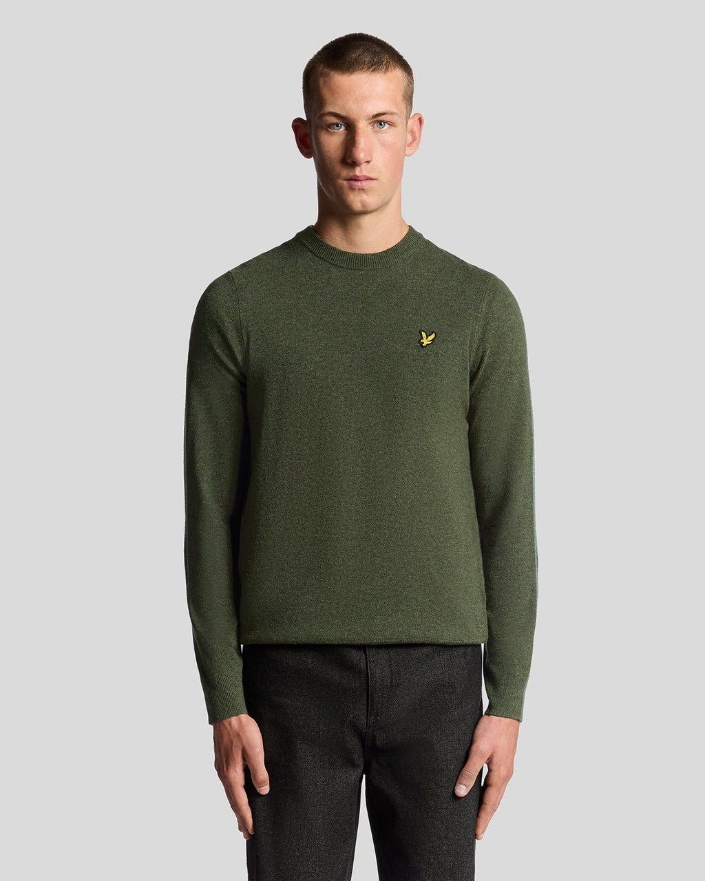 Lyle & Scott Mens Lambswool Blend Crew Neck Jumper | Deep Depths Marl