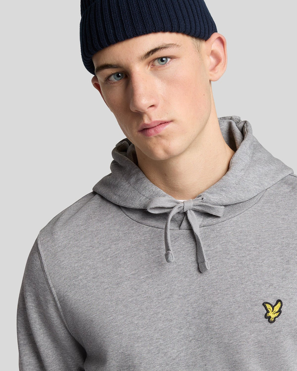 Lyle & Scott Mens Loopback Cotton Hoodie | Mid Grey Marl