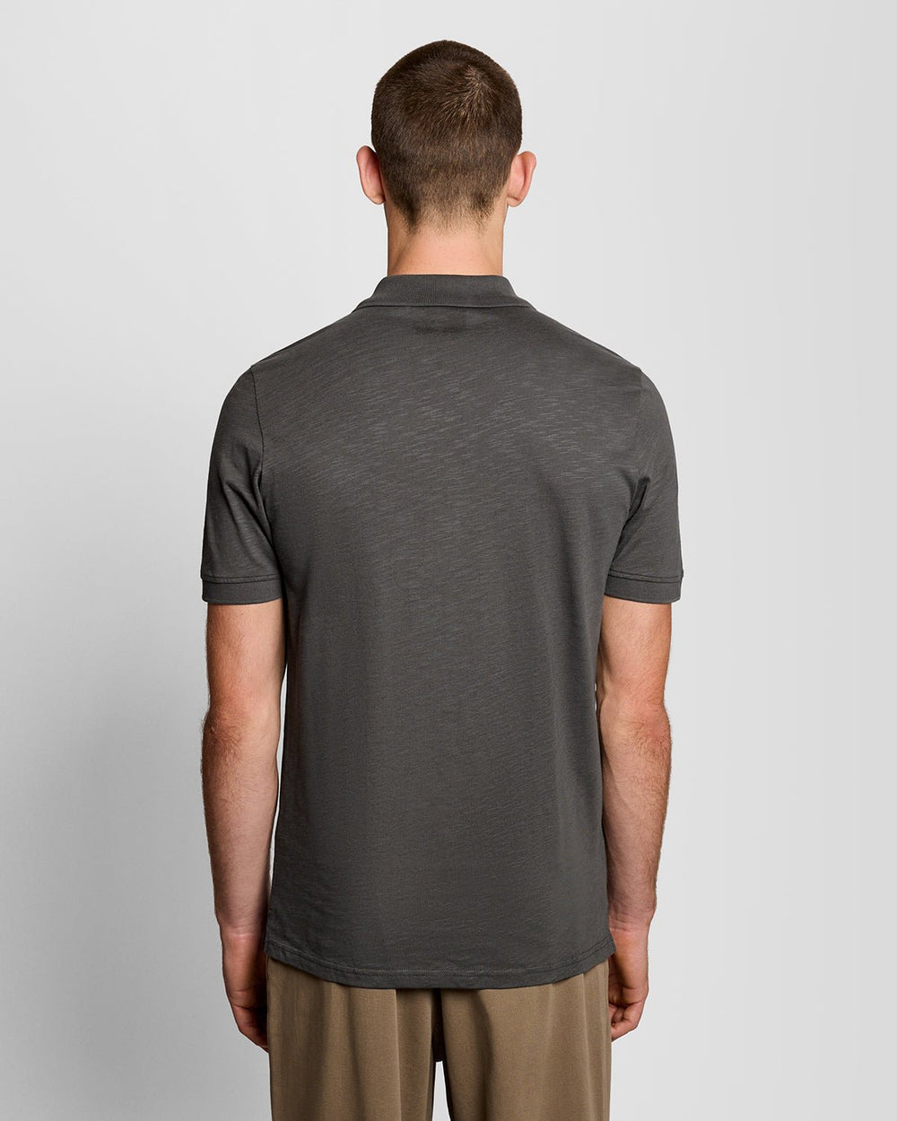 Lyle & Scott Mens Fine Cotton Slub Polo Shirt | Gunmetal
