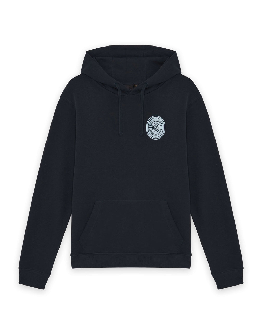 Lyle & Scott Mens Graphic Badge Cotton Hoodie | Dark Navy
