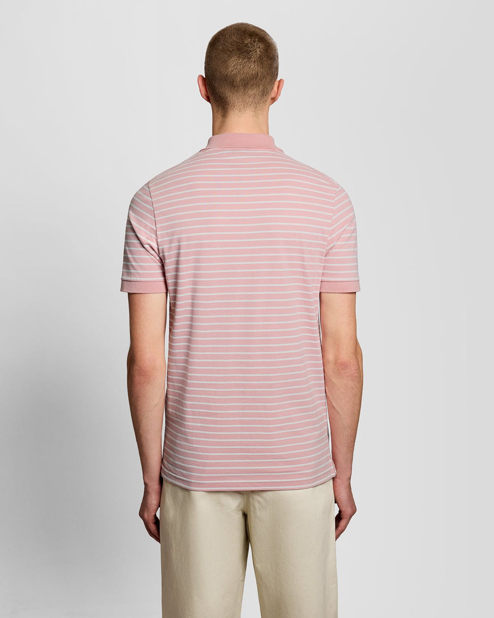 Lyle & Scott Mens Pique Breton Polo Shirt | Pink Grapefruit White