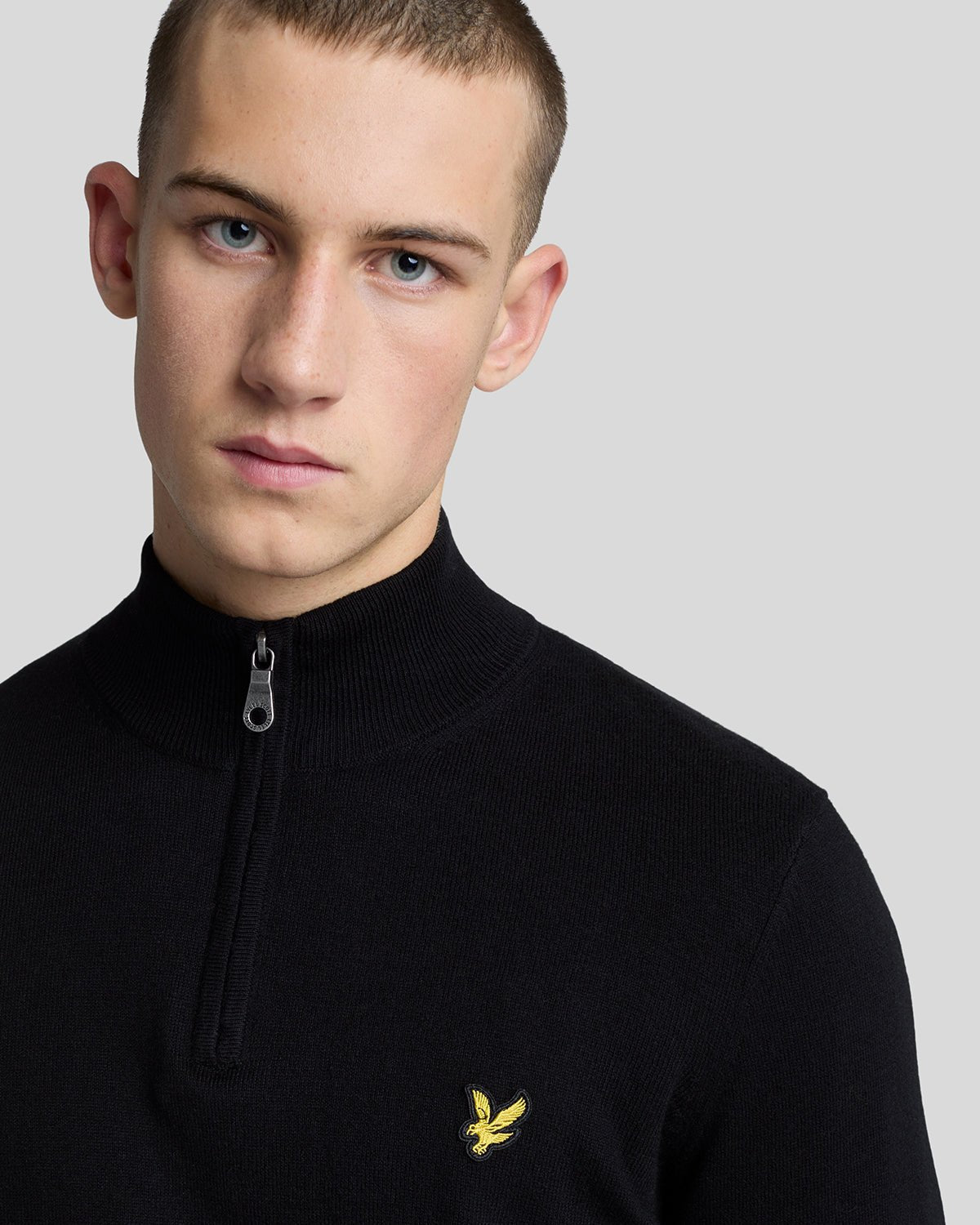 Lyle & Scott Mens Cotton Merino 1/4 Zip Jumper | Jet Black