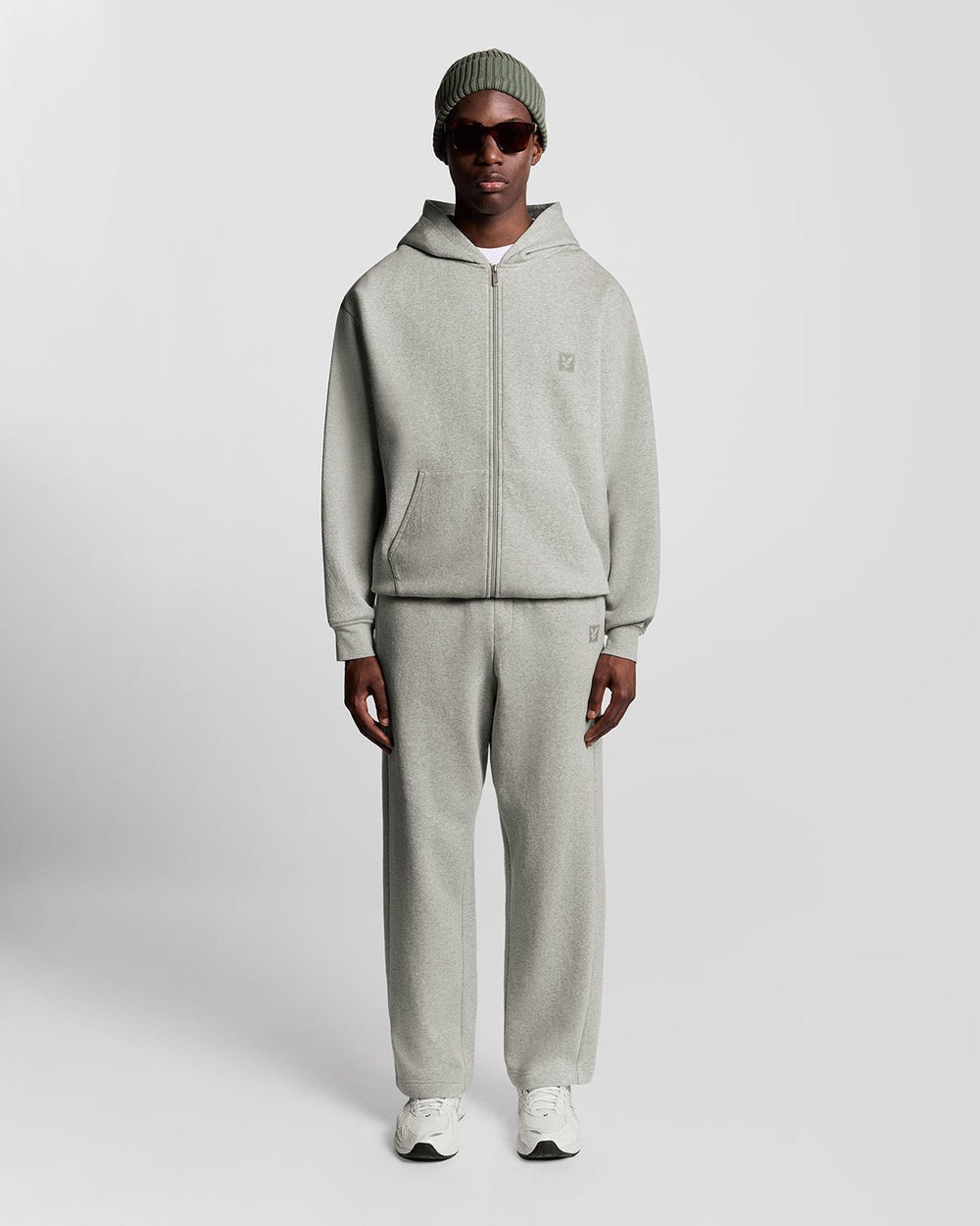 Lyle & Scott Mens Lounge Full Zip Hoodie | Light Grey Marl