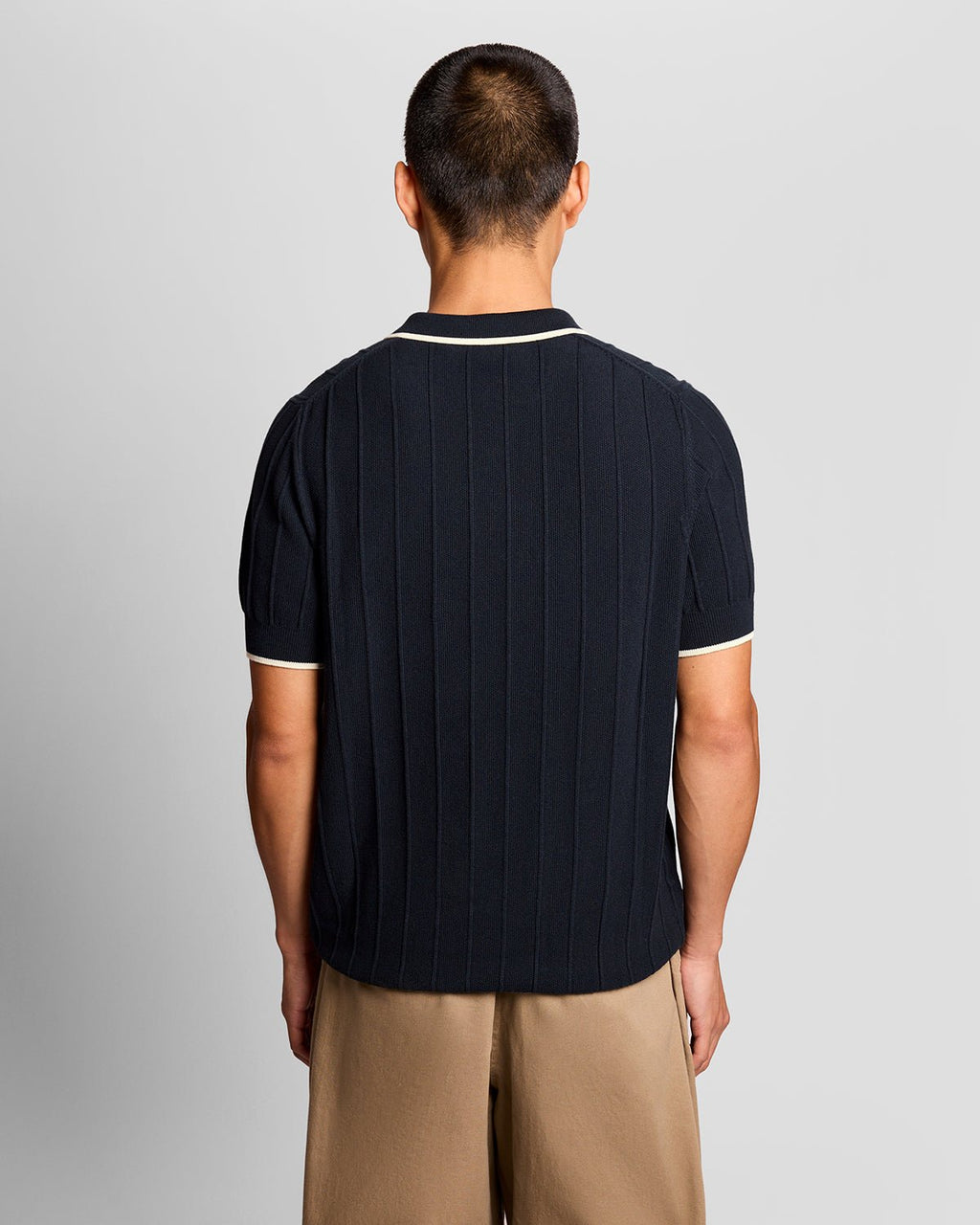 Lyle & Scott Mens Tipped Pique Knitted Polo Shirt | Dark Navy