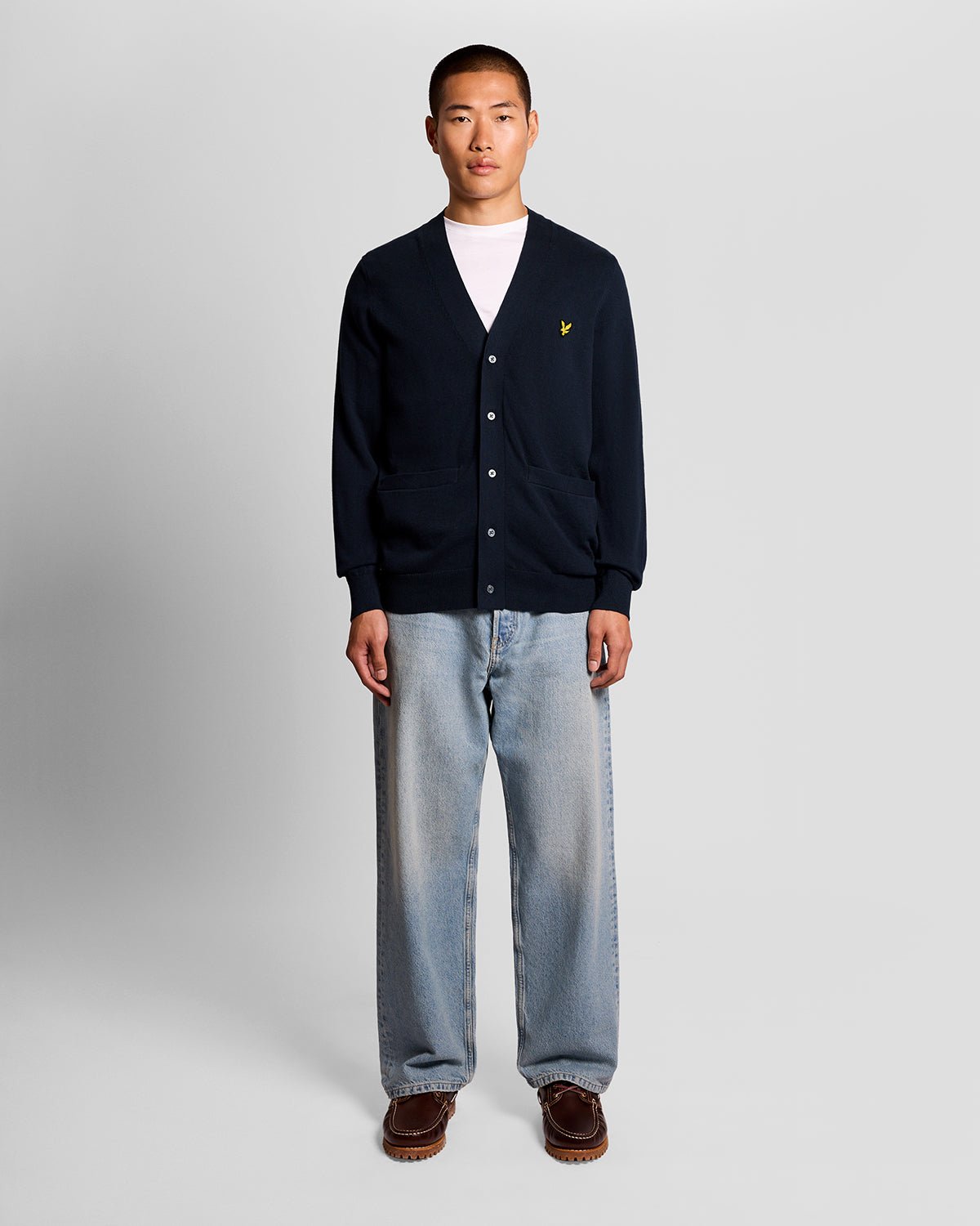 Lyle & Scott Mens Cotton V-Neck Cardigan | Dark Navy